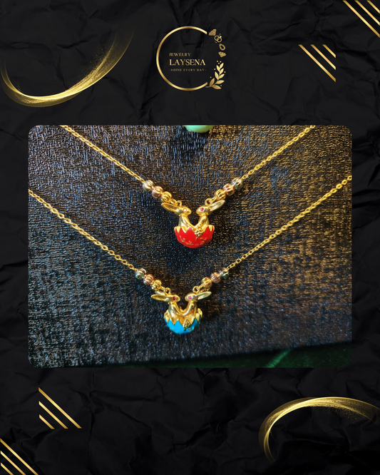 Collier Kangourou – Pendentif Émaillé Coloré Doré