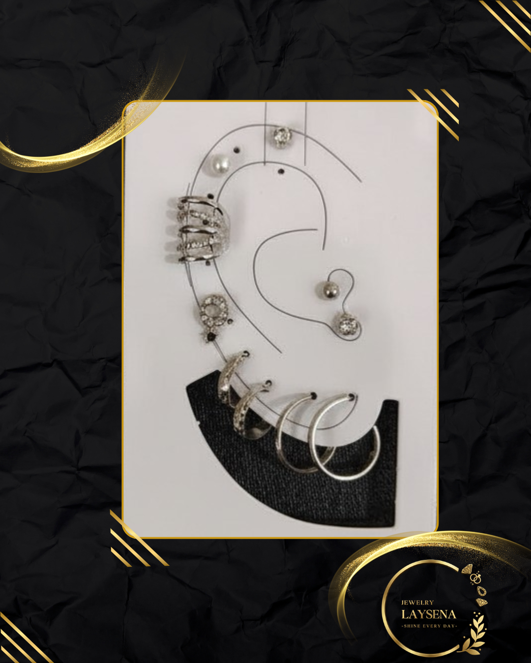 Set Ear Cuffs & Boucles d’Oreilles Fantaisie – Multi-Pièces Doré ou Argenté