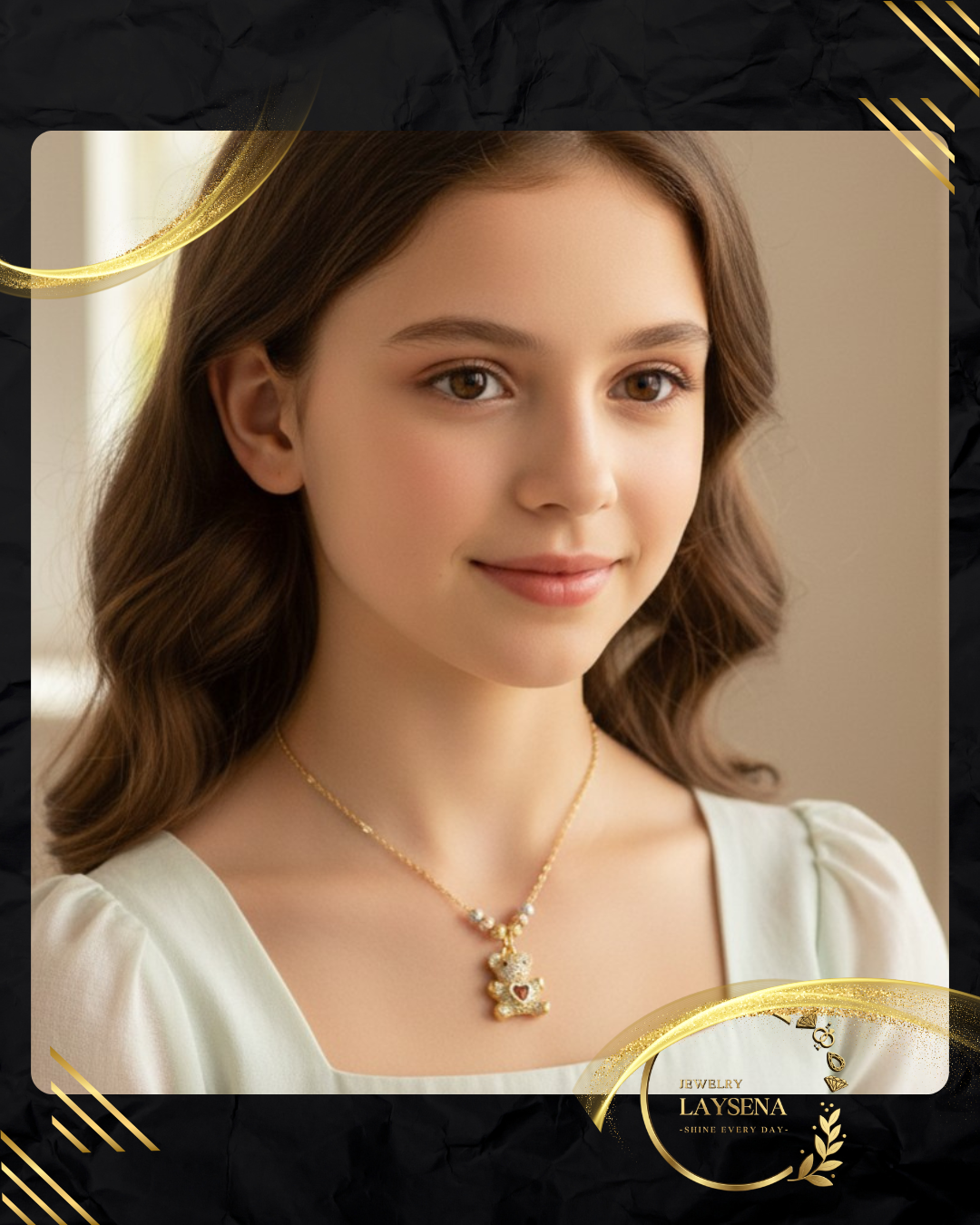 Collier Ourson Love – Pendentif Pavé Zircons & Cœur Coloré Doré