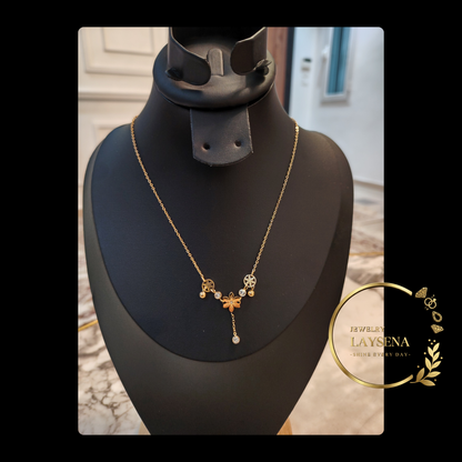 Collier floral en acier inoxydable