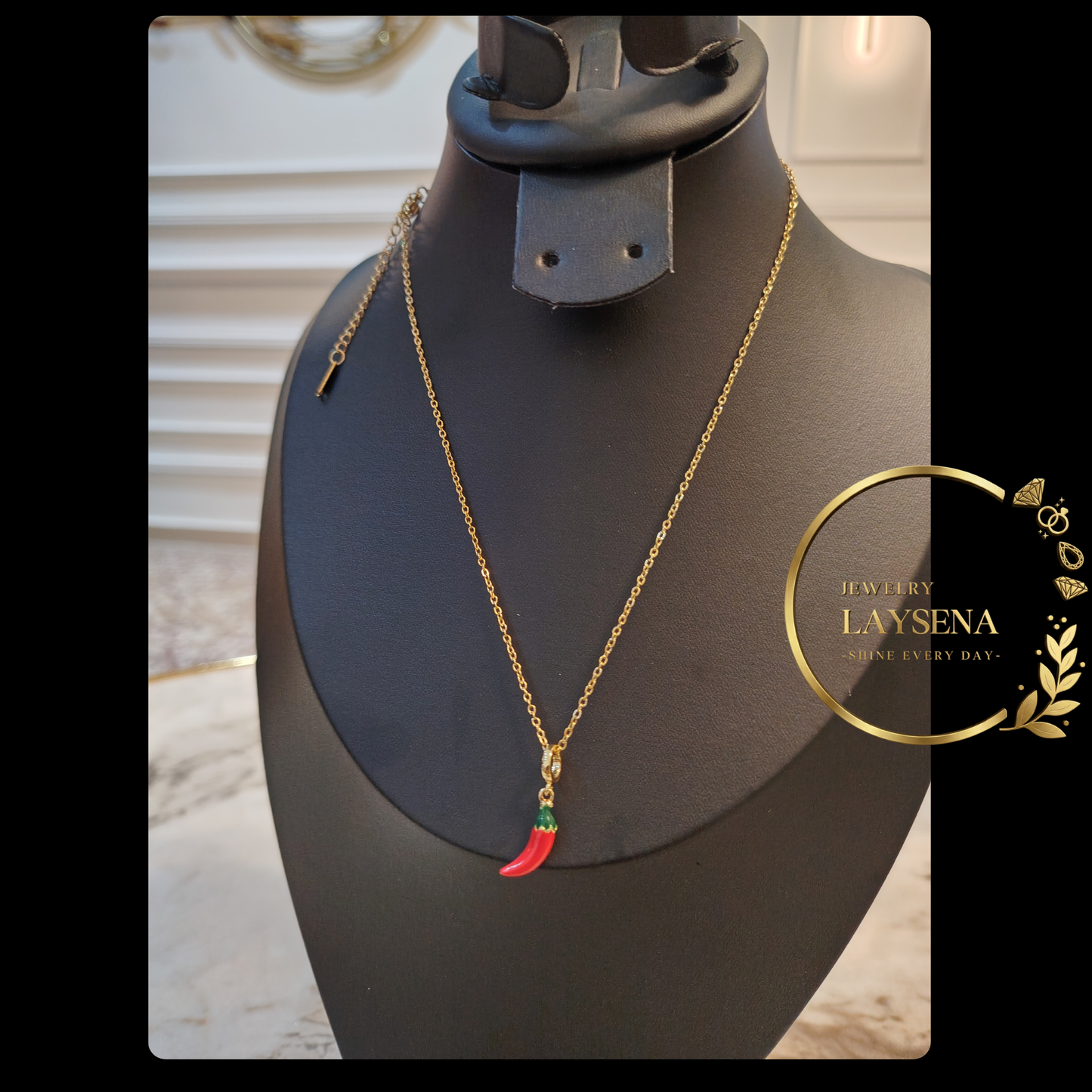 Collier Pendentif Piment Rouge en Acier Inoxydable