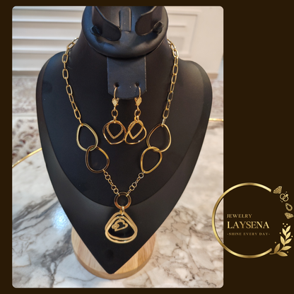 Ensemble collier & boucles d’oreilles doré en acier inoxydable-NANCY