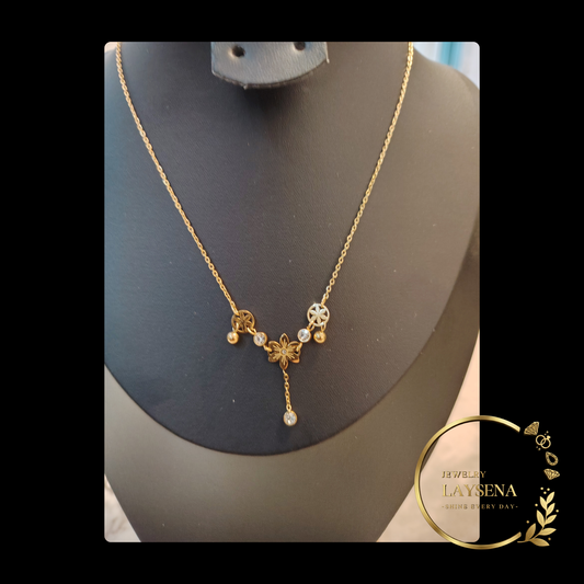 Collier floral en acier inoxydable