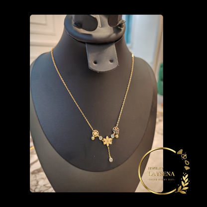 Collier floral en acier inoxydable