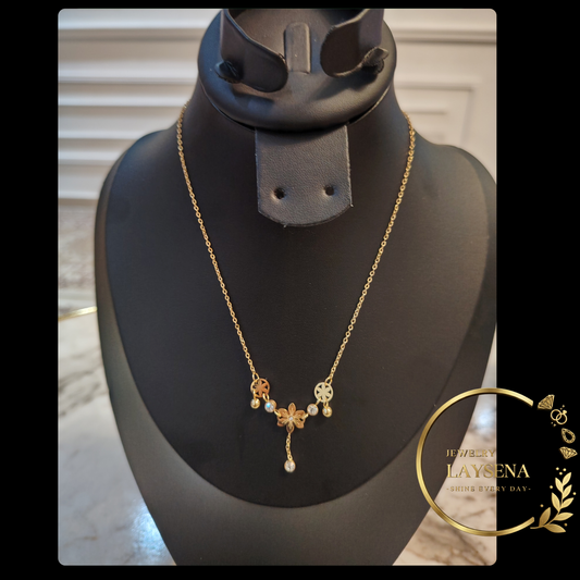 Collier floral en acier inoxydable