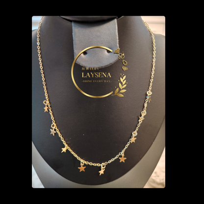 Collier Cercle Doré avec Étoiles – Acier Inoxydable