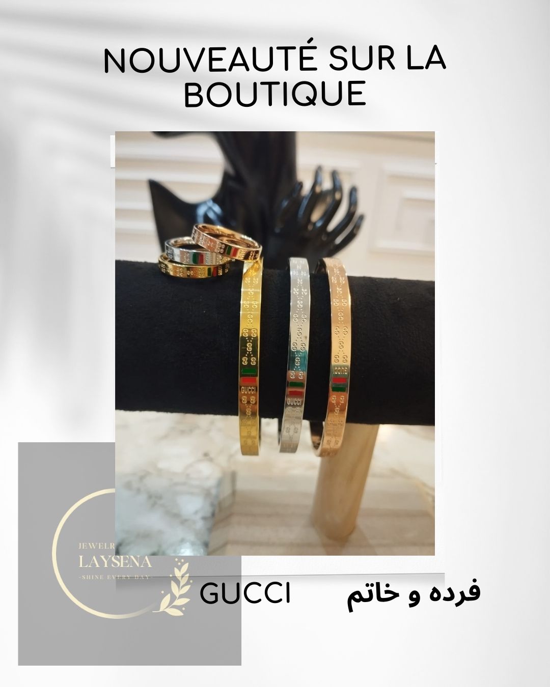 GUCCI:PACK (3*bracelets + 3*bagues dorés)