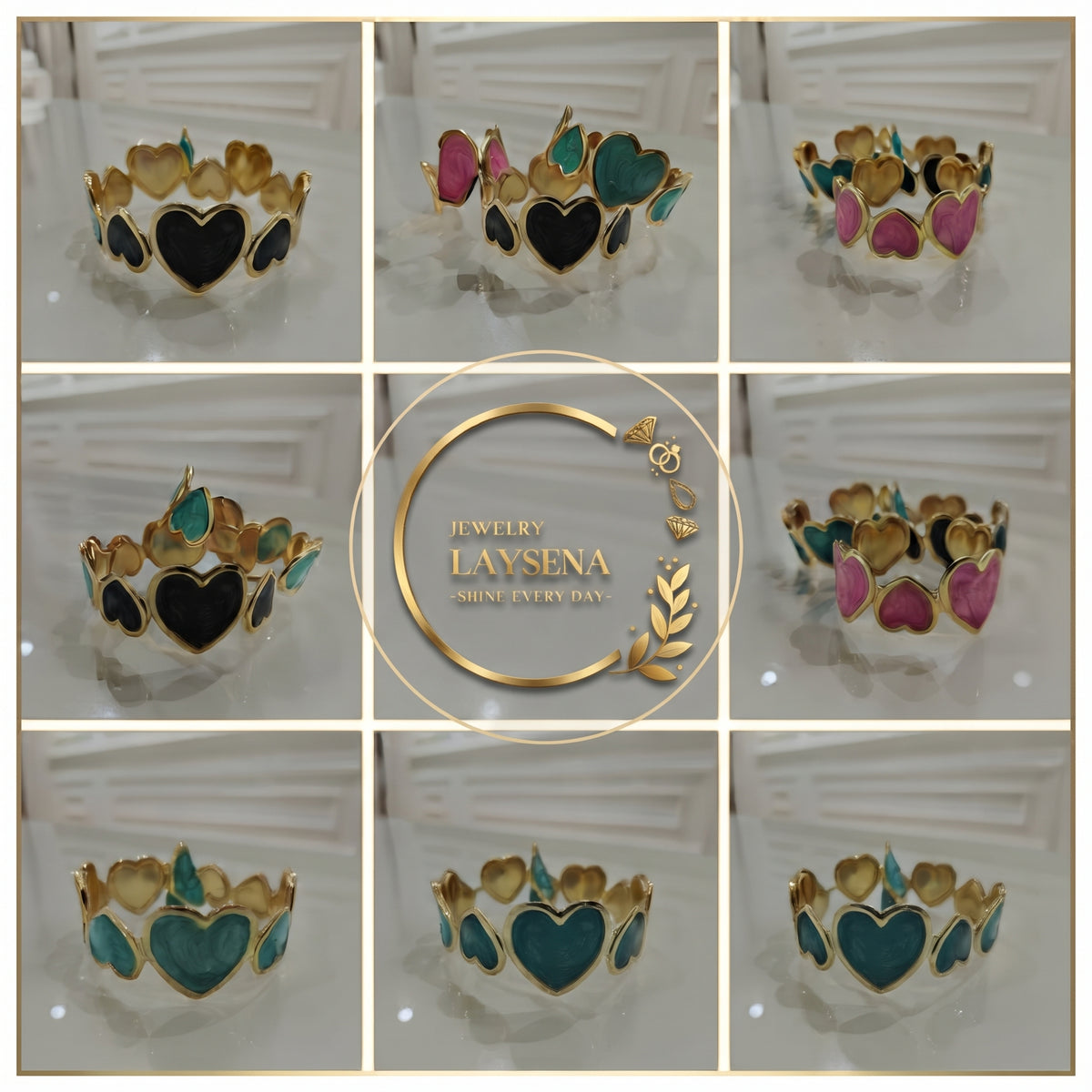 Bracelet Jonc Cœurs Émaillés