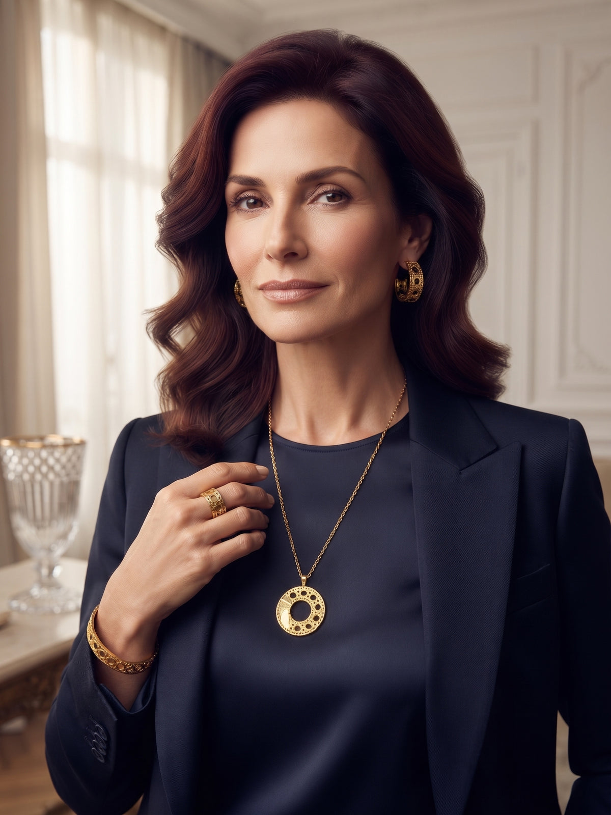 Parure Élégance Dorée – Collier, Bague, Boucles & Bracelet