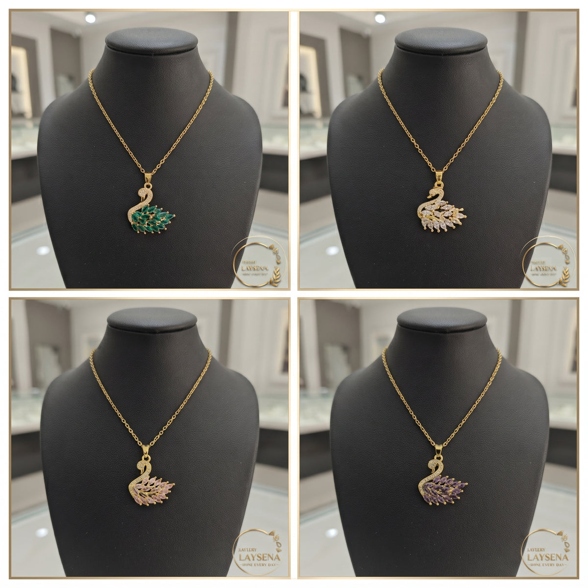 Collier Cygne Cristaux Étincelants