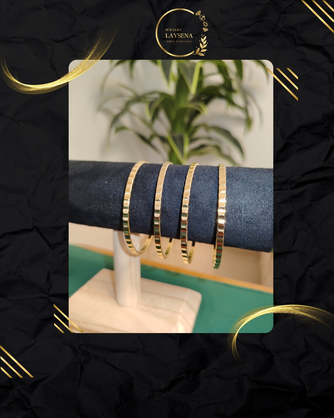 Bracelets Joncs Dorés – Pack de 4 Pièces
