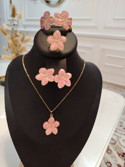 Parure Fleurs Émaillées – 3 Coloris Disponibles