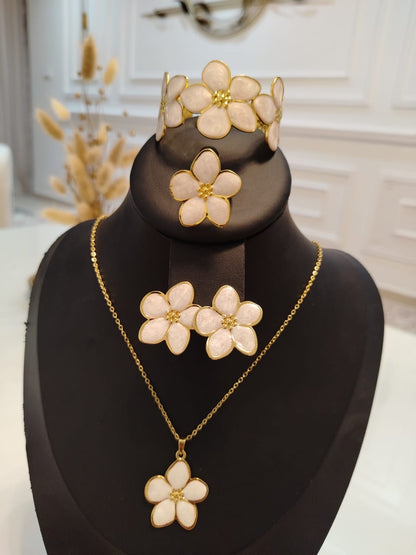 Parure Fleurs Émaillées – 3 Coloris Disponibles
