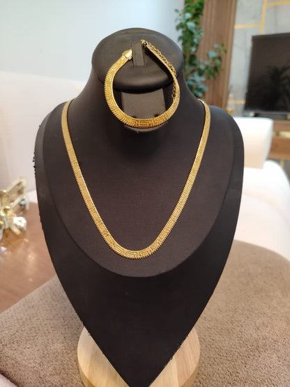 Ensemble Collier & Bracelet Maille Chevron Dorée