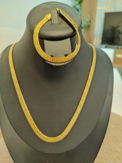 Ensemble Collier & Bracelet Maille Chevron Dorée