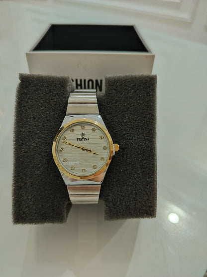 Montre Élégante Dorée Festina – Cadran Solaire & Zirconiums