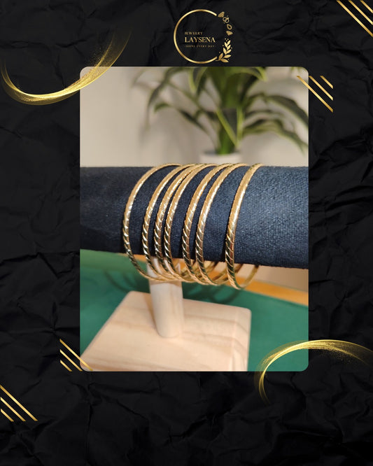 Bracelets Joncs Torsadés Dorés – Pack de 7 Pièces