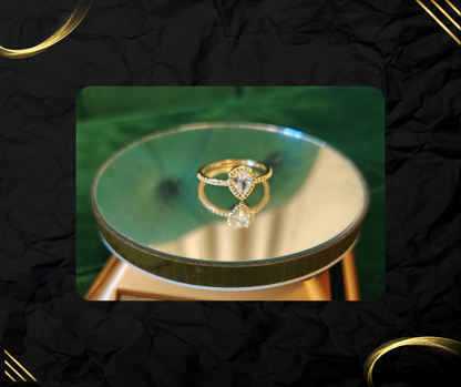 Bague Solitaire – Pierre Poire Pavée Dorée