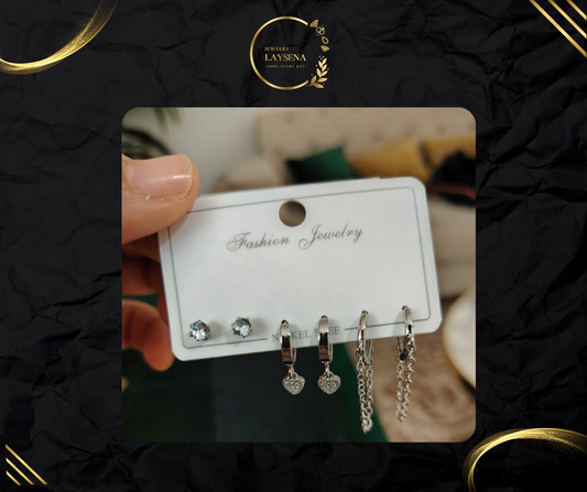Set 3 Paires Boucles d’Oreilles – Étoile & Chaîne