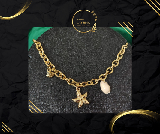 Bracelet Océan – Étoile de Mer, Coquillage & Pierre Naturelle