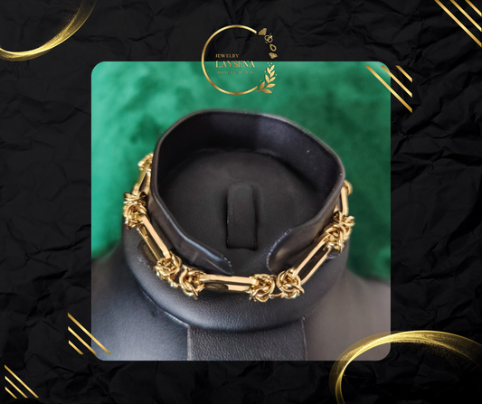 Bracelet La Couronne – Chaîne Maillons Barrettes & Nœuds Dorés