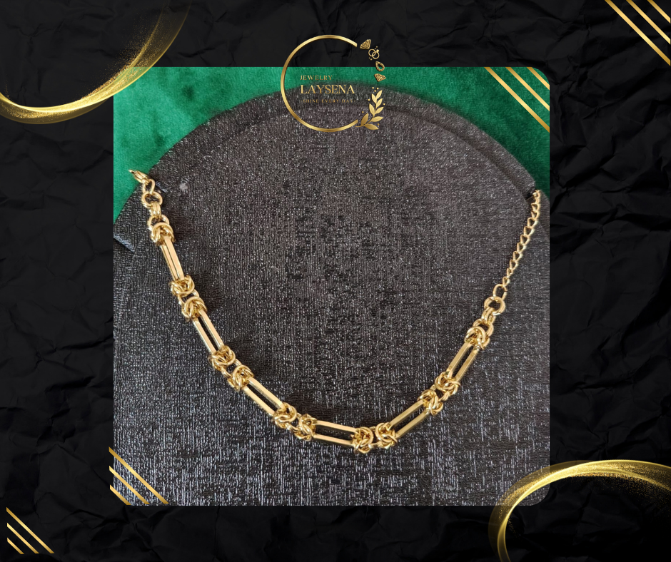 Bracelet La Couronne – Chaîne Maillons Barrettes & Nœuds Dorés