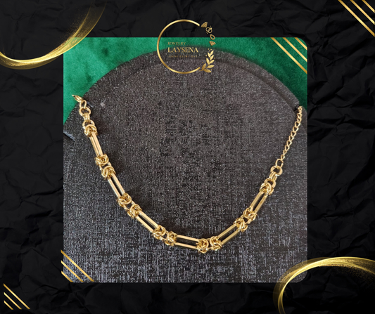 Bracelet La Couronne – Chaîne Maillons Barrettes & Nœuds Dorés