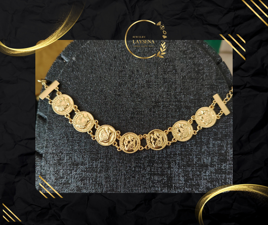 Bracelet Lyra – Pièces Antiques Gravées Dorées