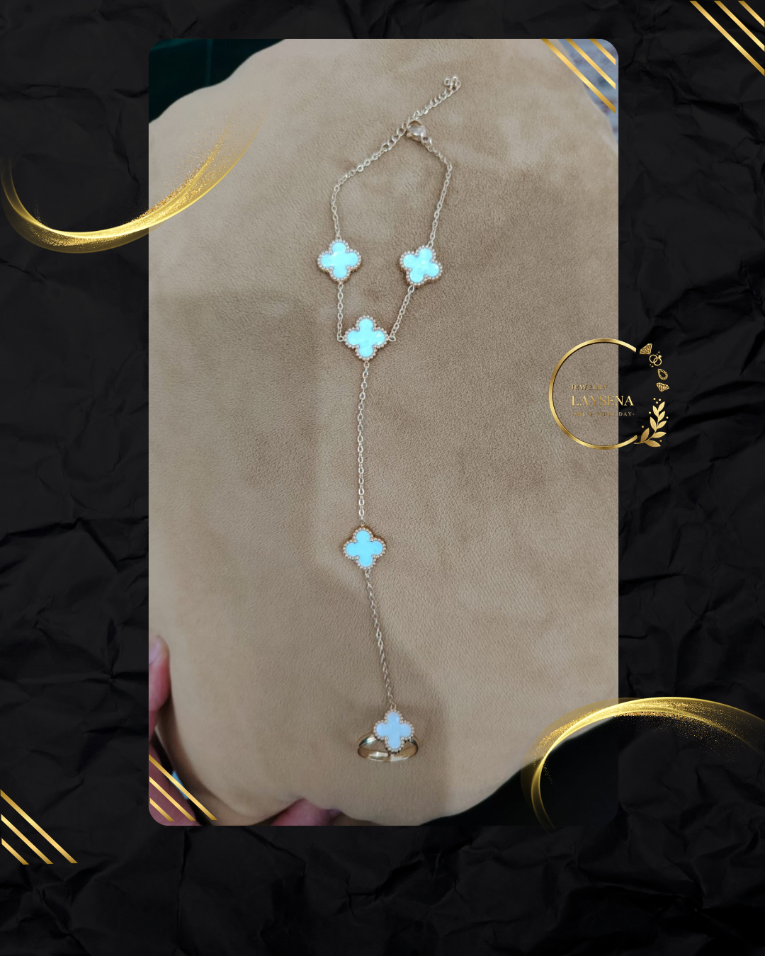 Bracelet Main de Fatima – Trèfles 4 Pétales Dorés
