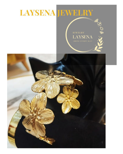 BOUCLES D'OREILLES + BRACELET FLEURS D'OR LAYSENA – ÉCLAT NATUREL