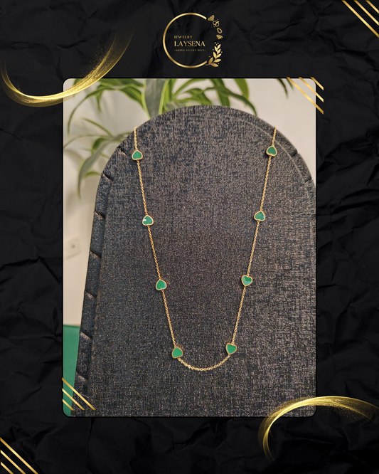 Collier Cœurs Colorés – Chaîne Fine Dorée Multi-Couleurs