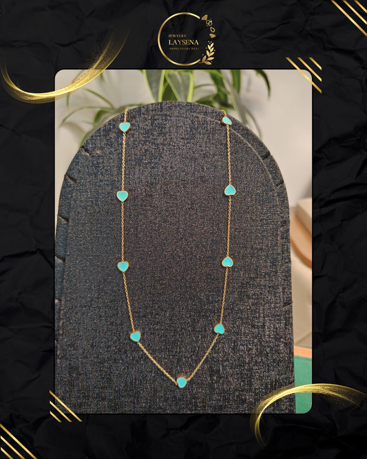 Collier Cœurs Colorés – Chaîne Fine Dorée Multi-Couleurs