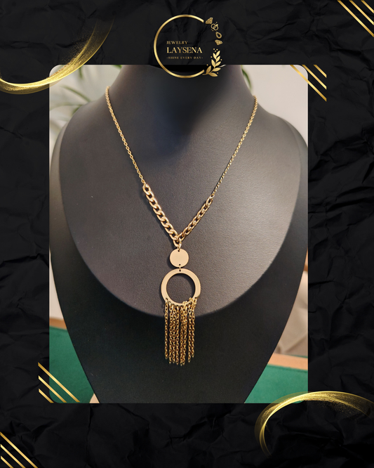 Collier Médusa – Anneau & Franges Chaînes Dorées