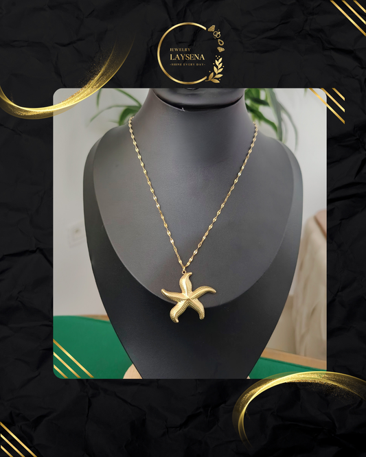 Collier Étoile de Mer – Grand Pendentif Sculpté Doré