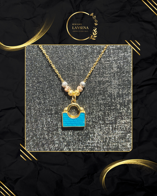 Collier Pendentif Mini Sac à Main Émaillé – Perles Dorées & 6 Couleurs