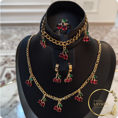 Ensemble Cirys | Collier, Bracelet, Boucles d’Oreilles et Bague en Acier Inoxydable