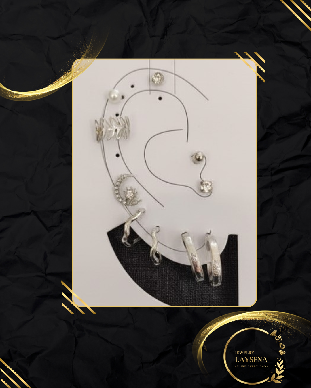 Set Ear Cuffs & Boucles d’Oreilles Fantaisie – Multi-Pièces Doré ou Argenté