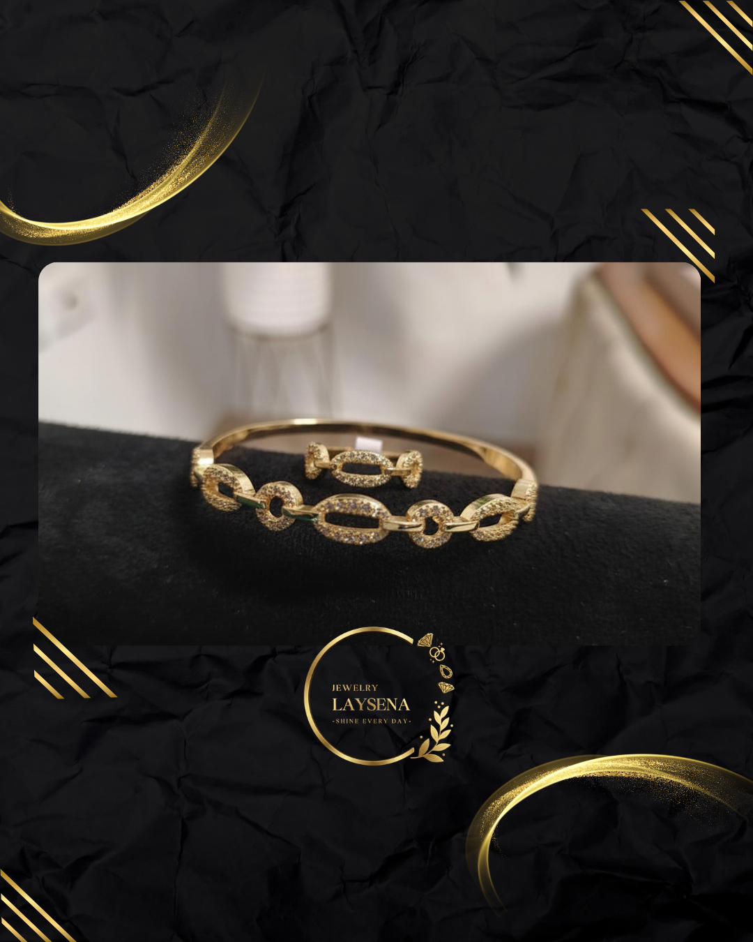 Set Bracelet & Bague Doré Luxe – Pavé Zircons, Serpent, Maillons & Médaillon