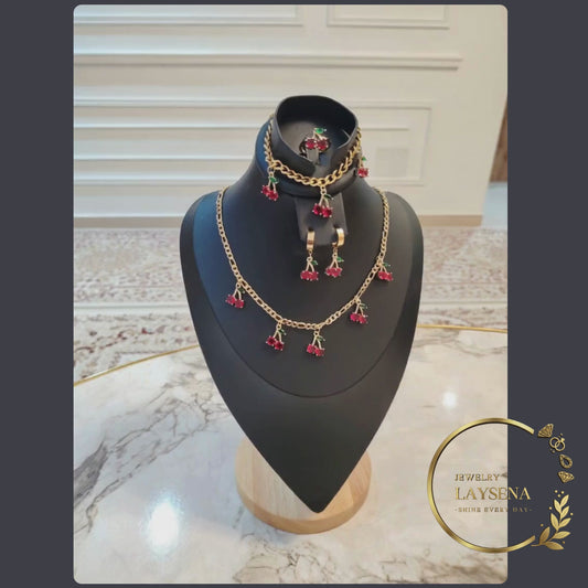 Ensemble Cirys | Collier, Bracelet, Boucles d’Oreilles et Bague en Acier Inoxydable