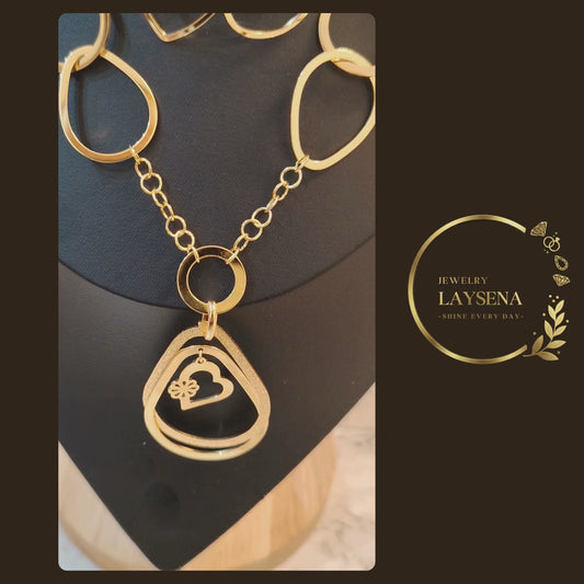 Ensemble collier & boucles d’oreilles doré en acier inoxydable-NANCY